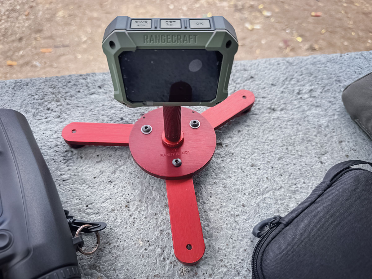 Athlon Optics’ Rangecraft Velocity Pro Radar Chronograph is simple to use. Randy Arndt’s aluminum stand provides great stability.