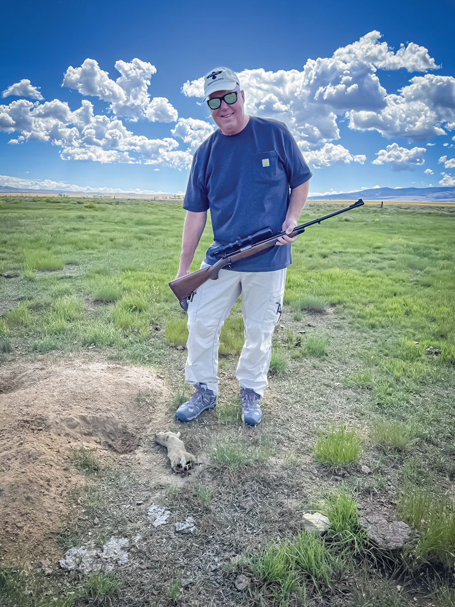 Gunsite Firearms Instructor, Lew Gosnell, with one of the first of many kills with the author’s 22 Hornet.