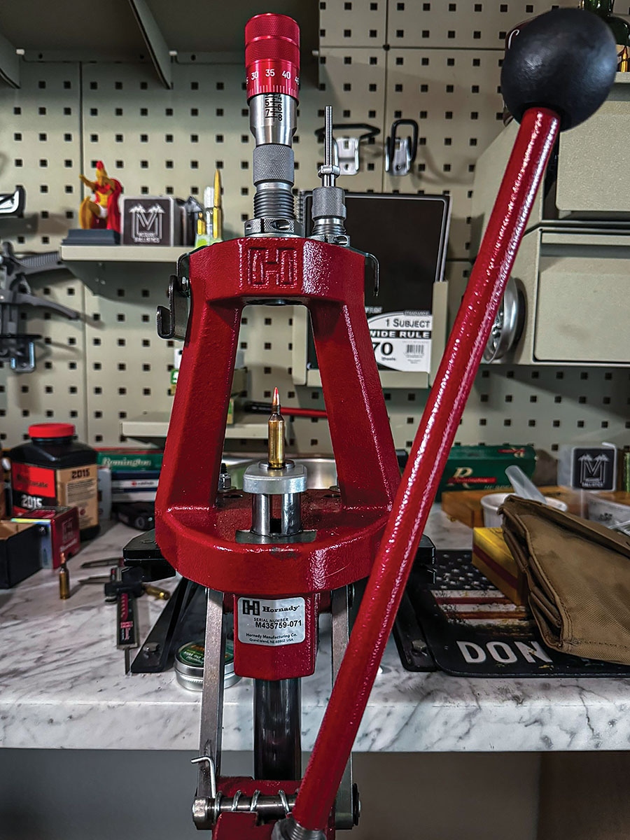 Loading the 17 Remington Fireball on the Hornady Iron Press with the Hornady Click-Adjust bullet seating Micrometer allows for top-tier accuracy.