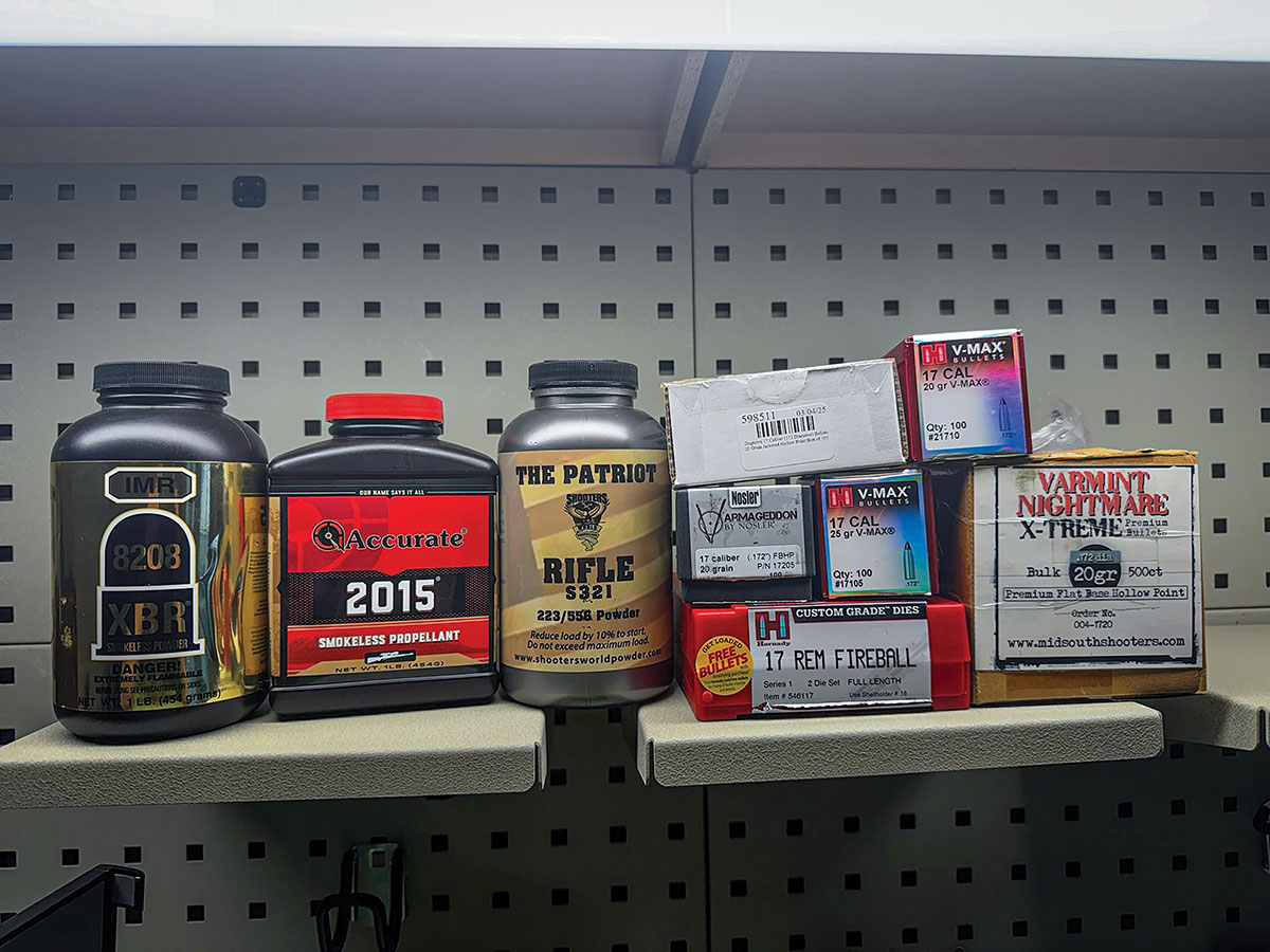 Handloading components used during load testing.