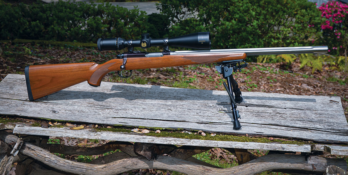 When selecting .22-caliber centerfire cartridges for the battery, the 22 Hornet has always been, and always will be, a good place to start. This one built years ago by Jim Clark, Jr. of Clark Custom Guns on a tuned Ruger 77/22H action is the most accurate rifle of its caliber that Layne has shot. It has a fairly heavy Lilja barrel with a 1:14 twist.