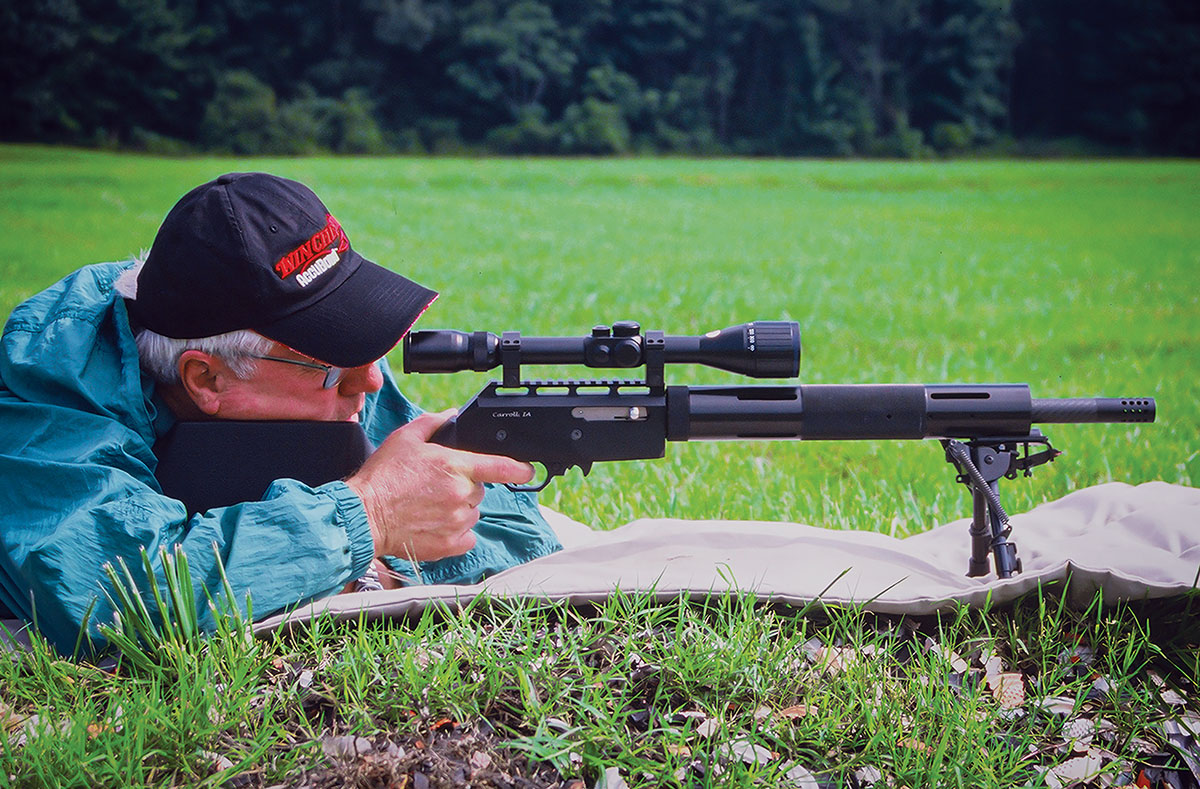 Can’t decide between the 17 HMR and 22 WMR? This Volquartsen Fusion with quick-switch barrels chambered for the two cartridges is the answer to that question. It allows comparing the performance of the two cartridges in the varmint fields without taking along two rifles.