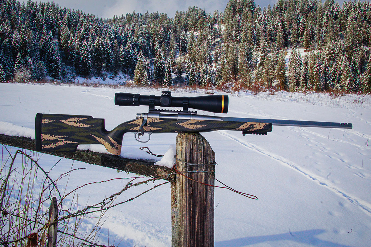 The rifle used to test 223 Remington loads was a Remington Model 700 VTR SS with a 20-inch barrel including a 1:9 twist and a Leupold VX-5HD 4-20x 52mm scope. The factory stock was replaced by an AG Composites Chalk Creek carbon fiber model.