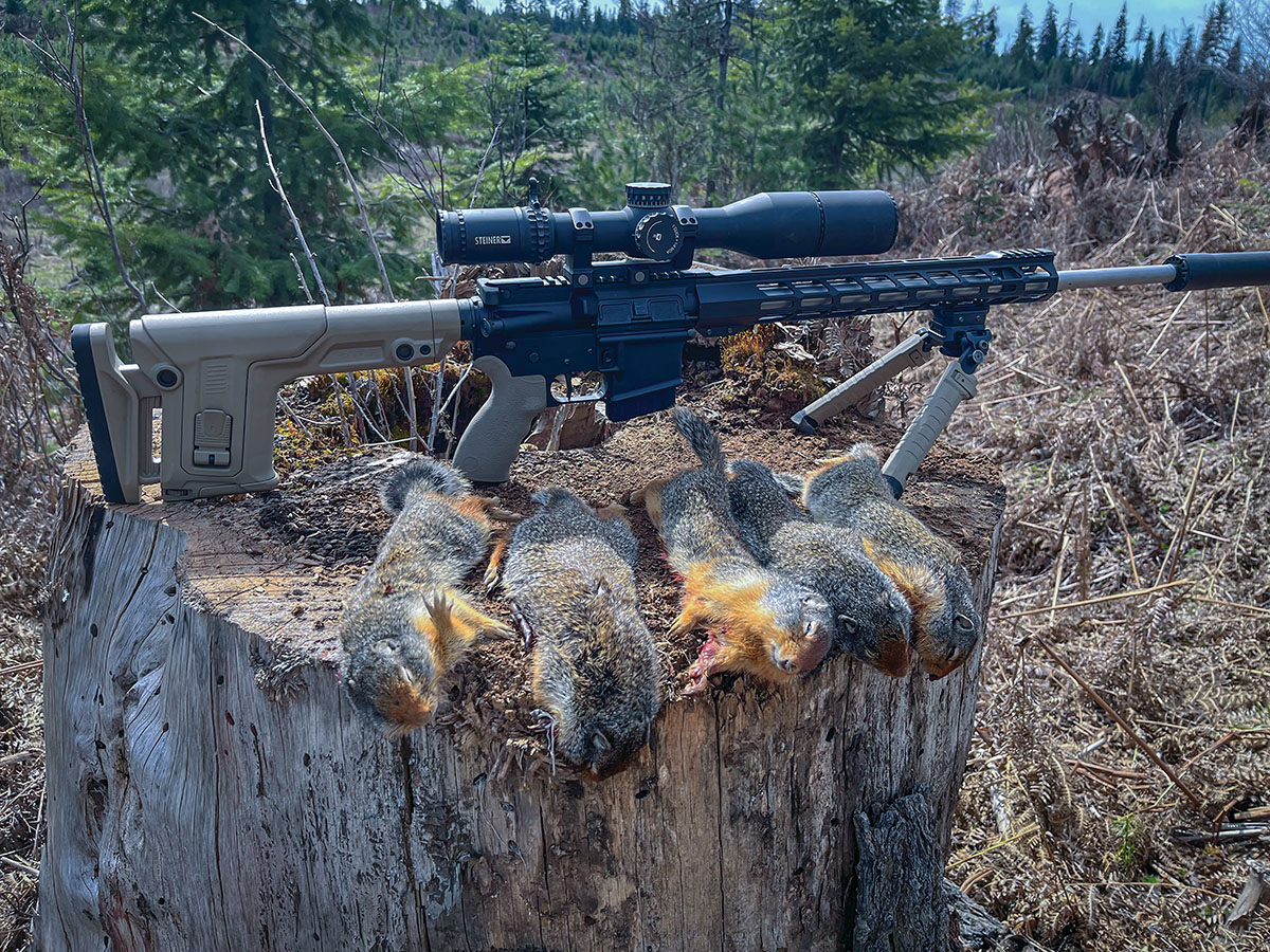Patrick first used the 62-grain ELD-VT bullet by Hornady from his 22 ARC AR-15 using Hornady factory ammunition. The factory round proved accurate enough to make hits to 300 yards.
