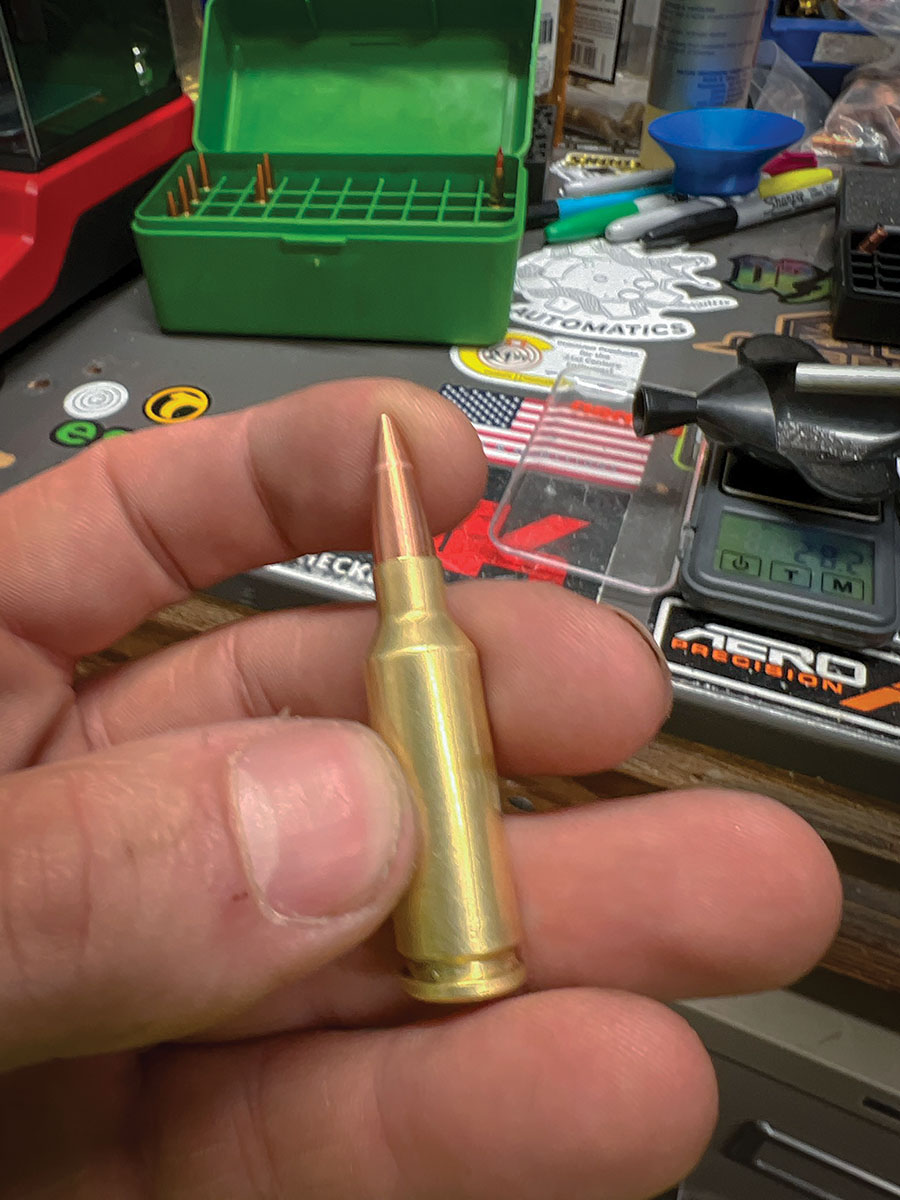 A Cutting Edge MTH 77-grain 6mm bullet loaded up and ready to test in the 6mm ARC.